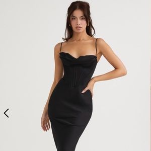 House of CB: Charmaine Black Corset Maxi Dress